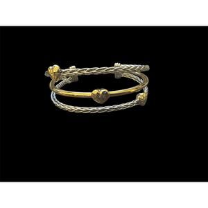 Two Tone Cuff Heart Bracelet